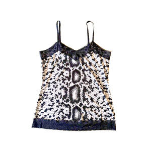 White House Black Market Womens Size M Animal Print Lace Trim Cami Tank Top WHBM